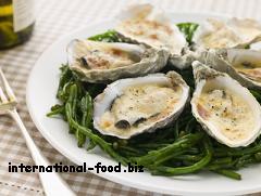 French Grilled Oyster with Mornay Sauce on Samphire